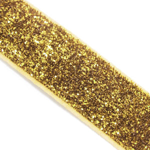 Velvet Elasticated Stretch Ribbon w Glitter - 16mm