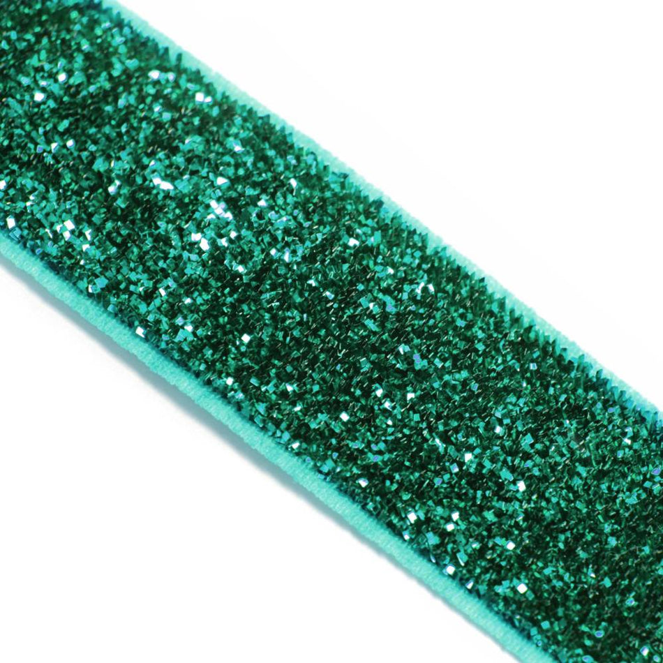 Velvet Elasticated Stretch Ribbon w Glitter - 16mm