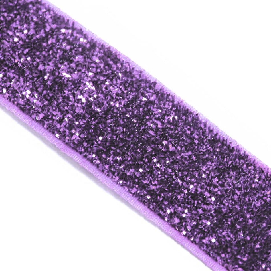 Velvet Elasticated Stretch Ribbon w Glitter - 16mm