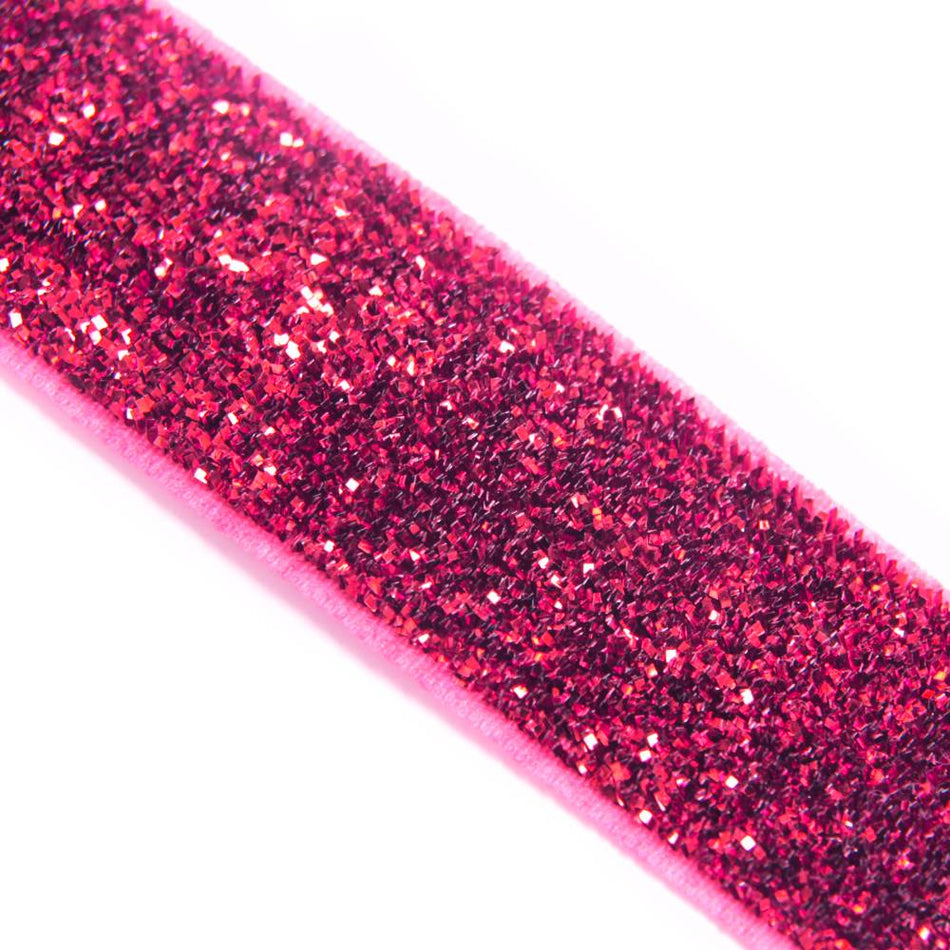 Velvet Elasticated Stretch Ribbon w Glitter - 16mm