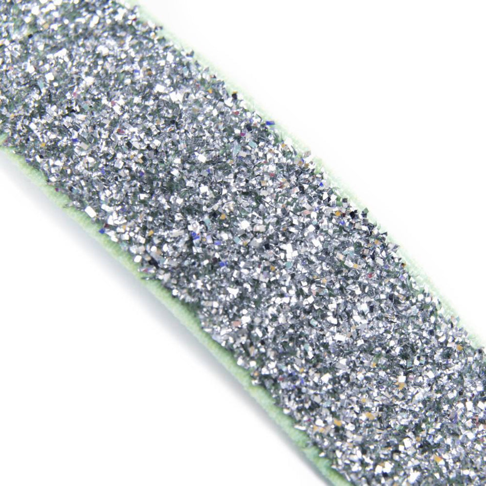 Velvet Elasticated Stretch Ribbon w Glitter - 16mm