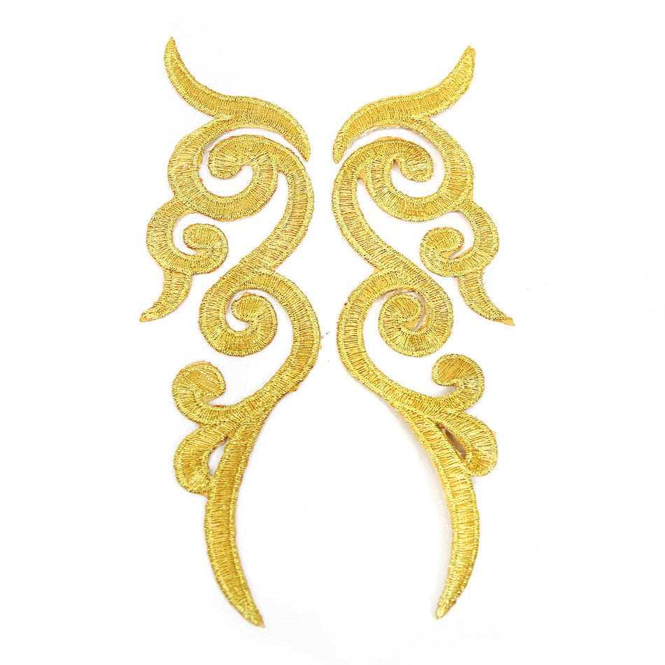 Scroll Wings (Left & Right) Royal Swirl Embroidered Motif (Pair)