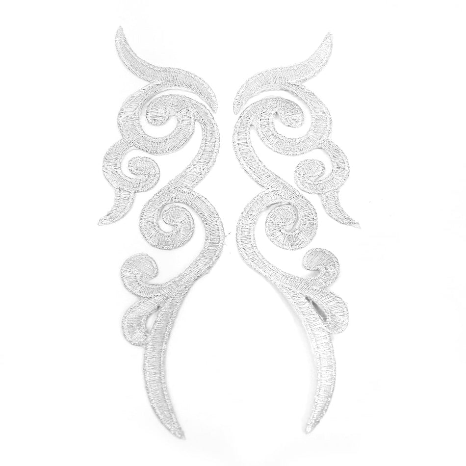 Scroll Wings (Left & Right) Royal Swirl Embroidered Motif (Pair)