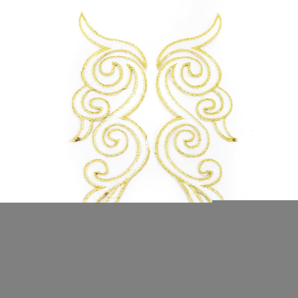 Scroll Wings (Left & Right) Royal Swirl Embroidered Motif (Pair)