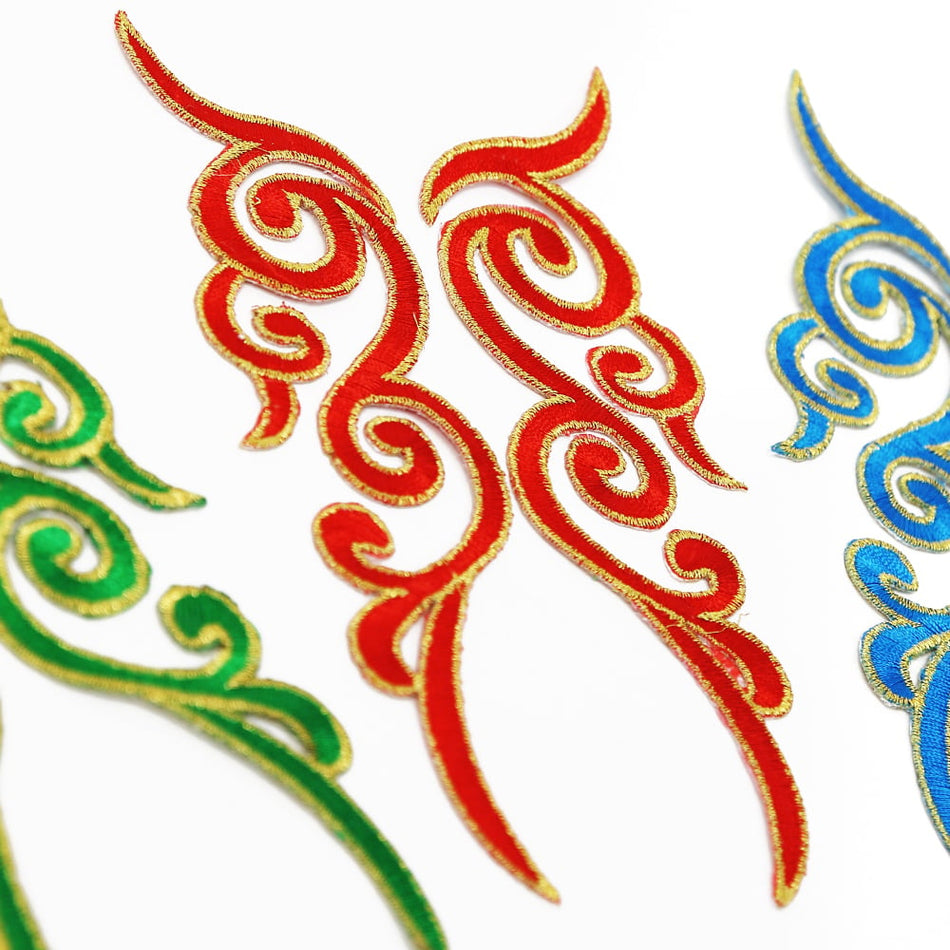 Scroll Wings (Left & Right) Royal Swirl Embroidered Motif (Pair)