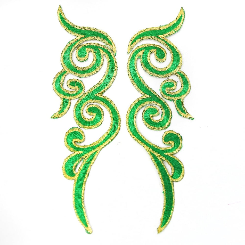 Scroll Wings (Left & Right) Royal Swirl Embroidered Motif (Pair)