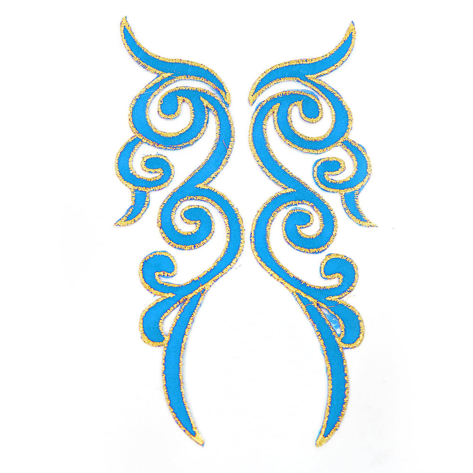 Scroll Wings (Left & Right) Royal Swirl Embroidered Motif (Pair)