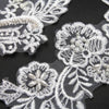 Floral Swirl Lace Motif w Sequin & Pearl Beading (Pair)