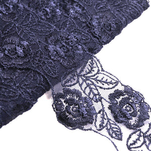 Rose Vine Embroidered Lace Trim w Scalloped Edging