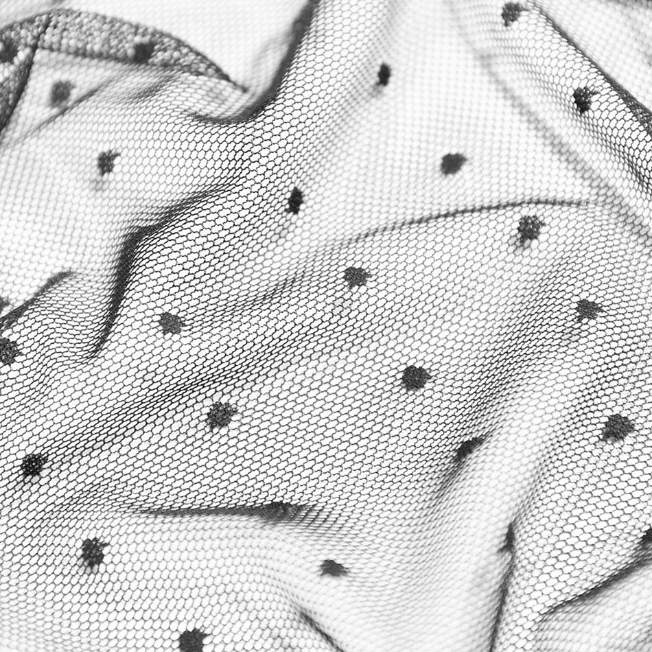Polka Dots Spots Stretch Mesh