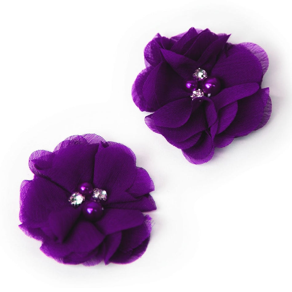 Flower Chiffon Diamante Pearl (Pair)