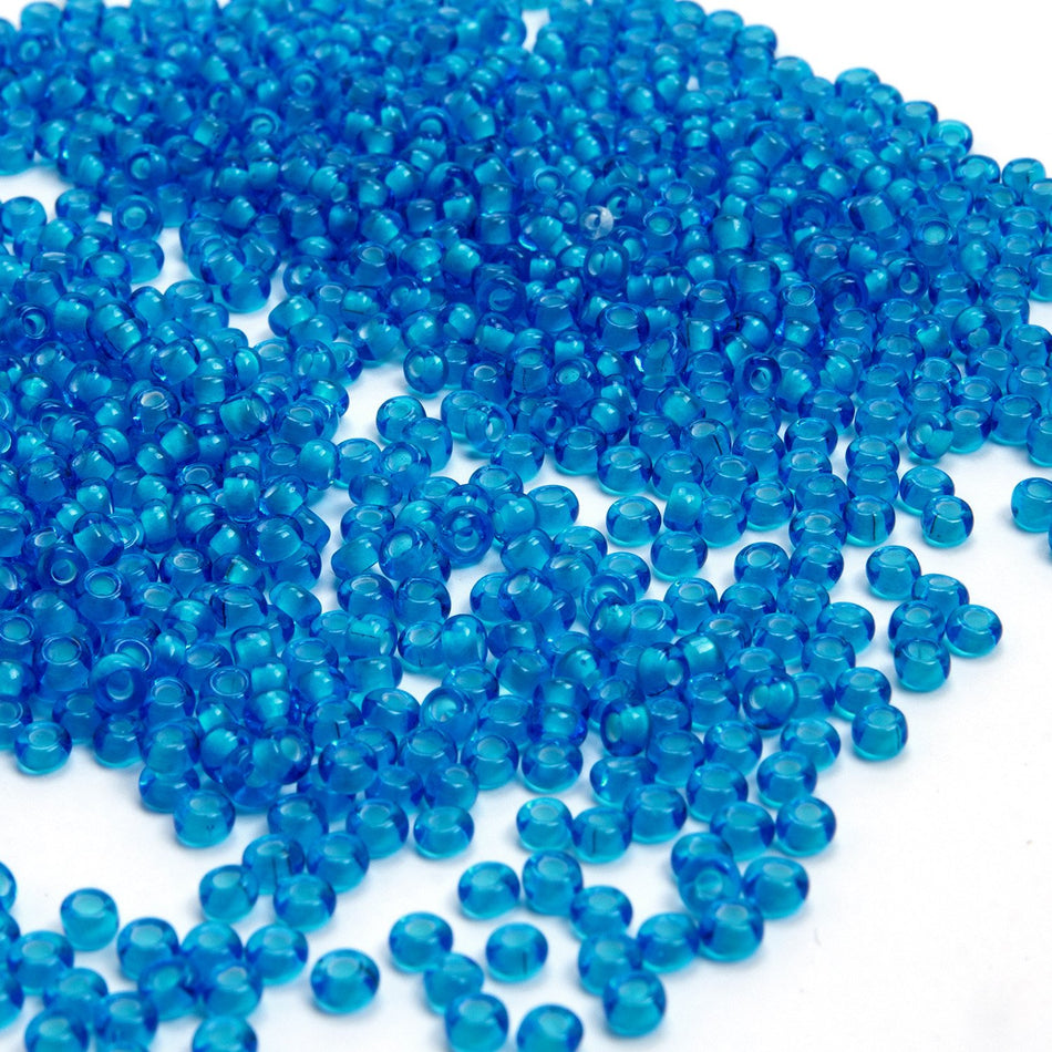 Colour-Lined Round Glass Seed Beads - 8/0 3.1mm
