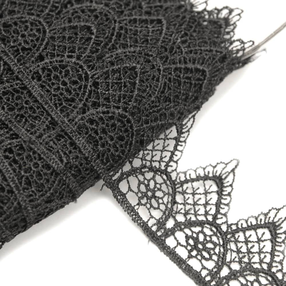 Lace Guipure Trim w Daisies & Pointed Scalloped Edging