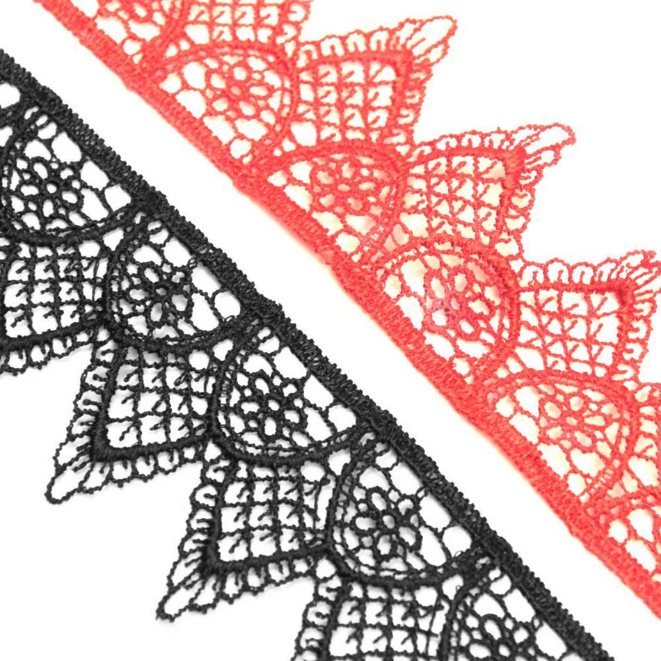Lace Guipure Trim w Daisies & Pointed Scalloped Edging