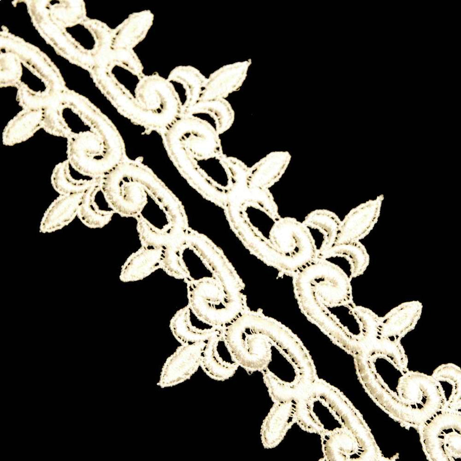 Lace Guipure Trim w Fleur De Lis Swirls