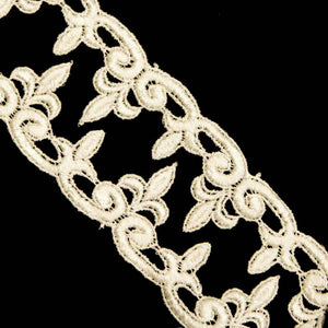 Lace Guipure Trim w Fleur De Lis Swirls