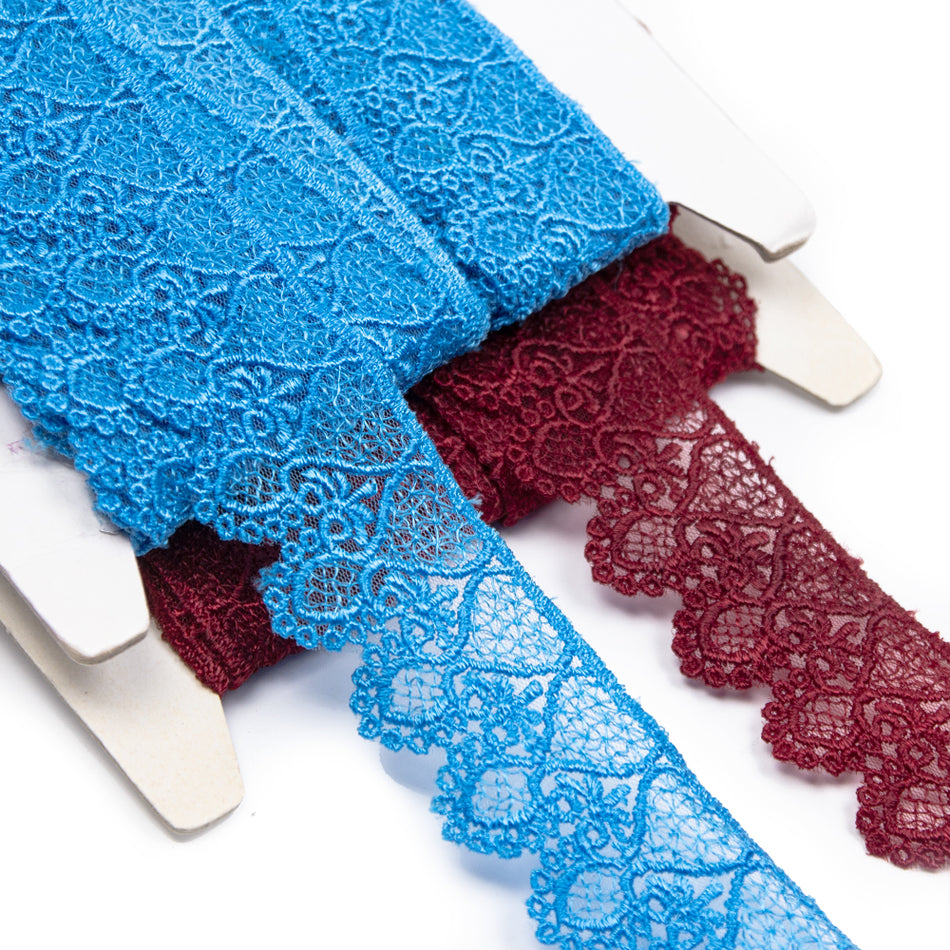 Swirl Embroidered Lace Trim w Scalloped Edging