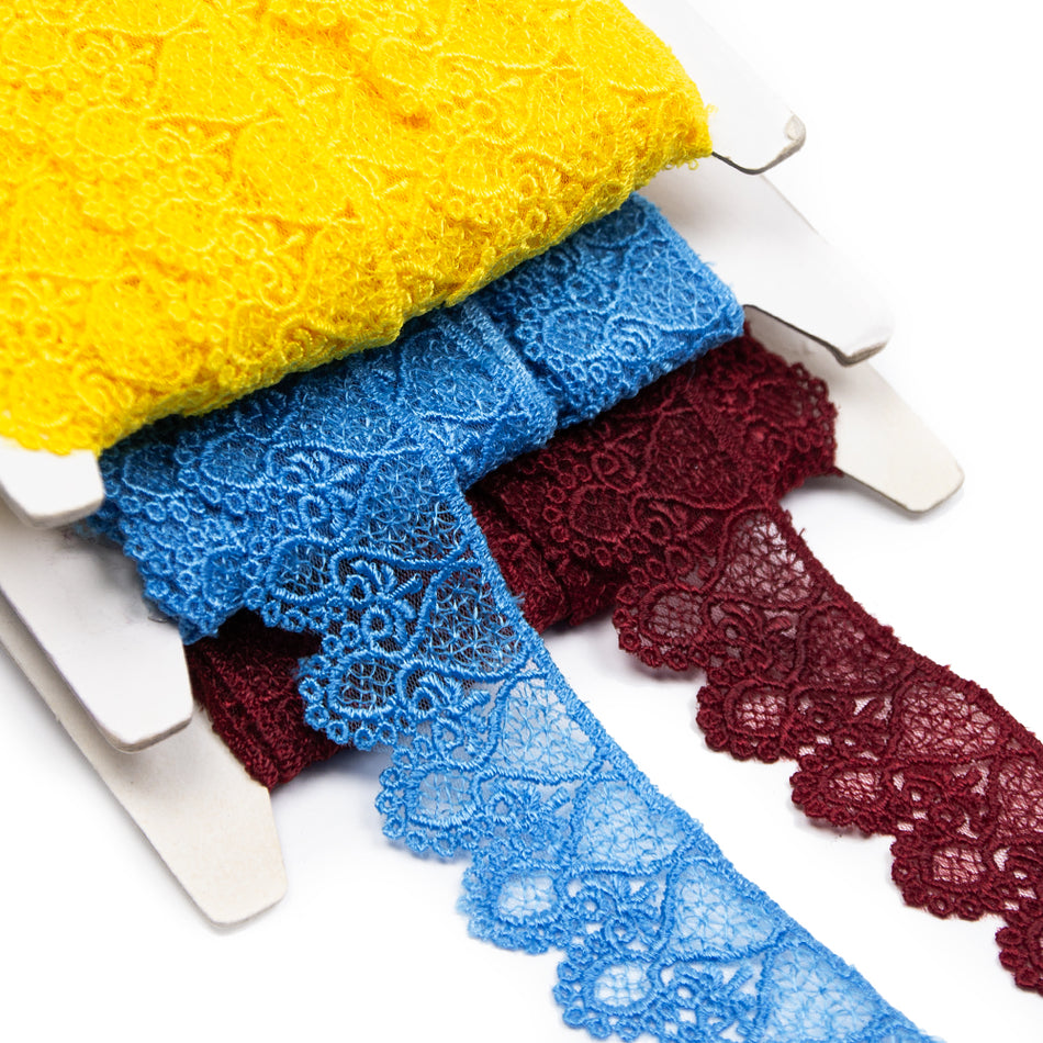 Swirl Embroidered Lace Trim w Scalloped Edging