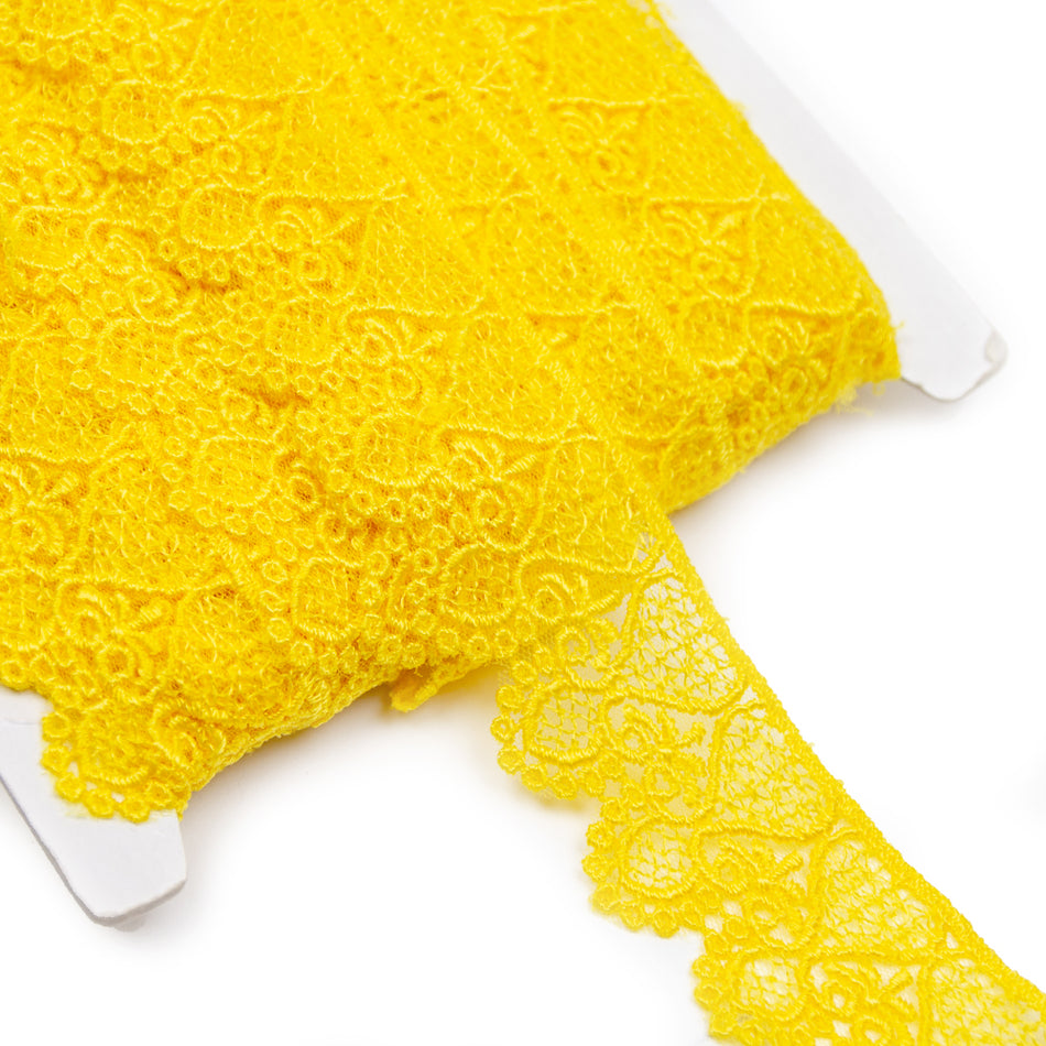 Swirl Embroidered Lace Trim w Scalloped Edging
