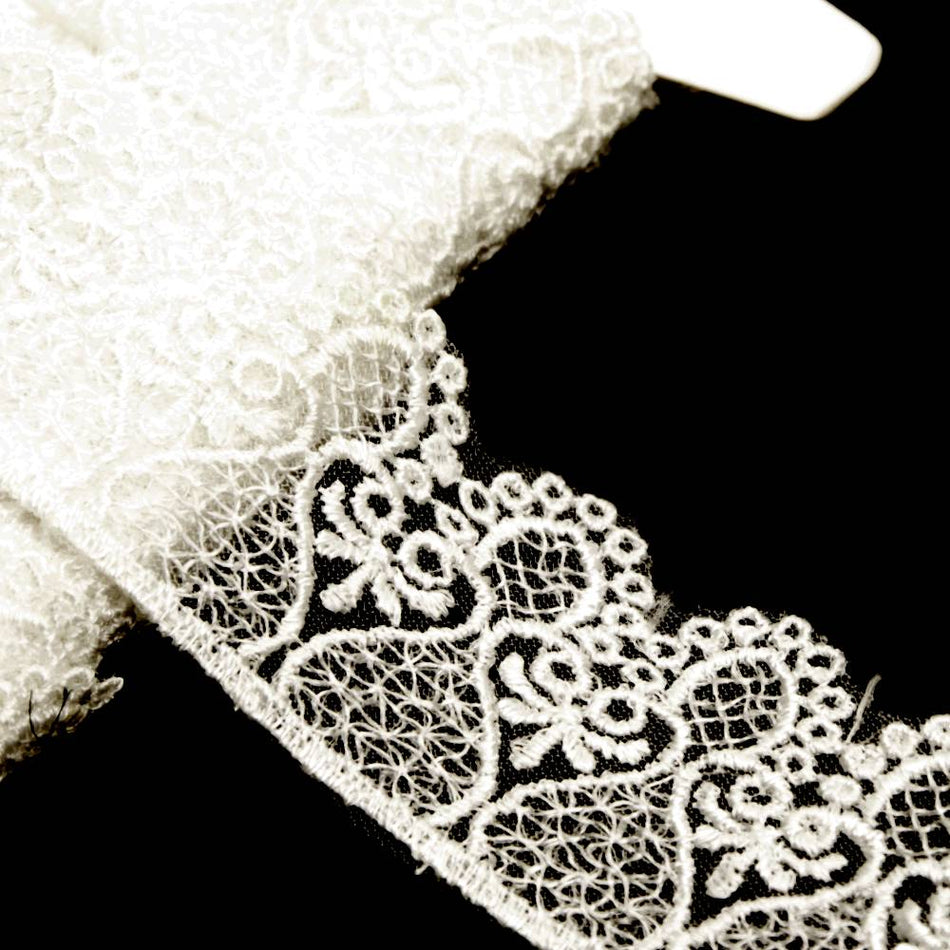 Swirl Embroidered Lace Trim w Scalloped Edging