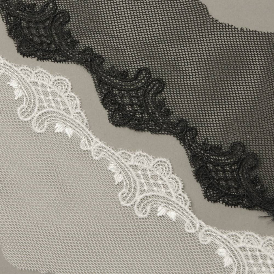 Lace Galloon Trim w Embroidered Edging