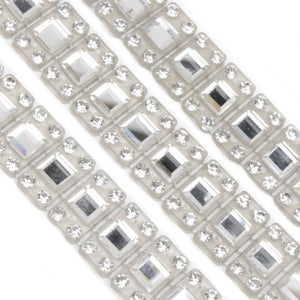 Square Rhinestones Trim w Diamante