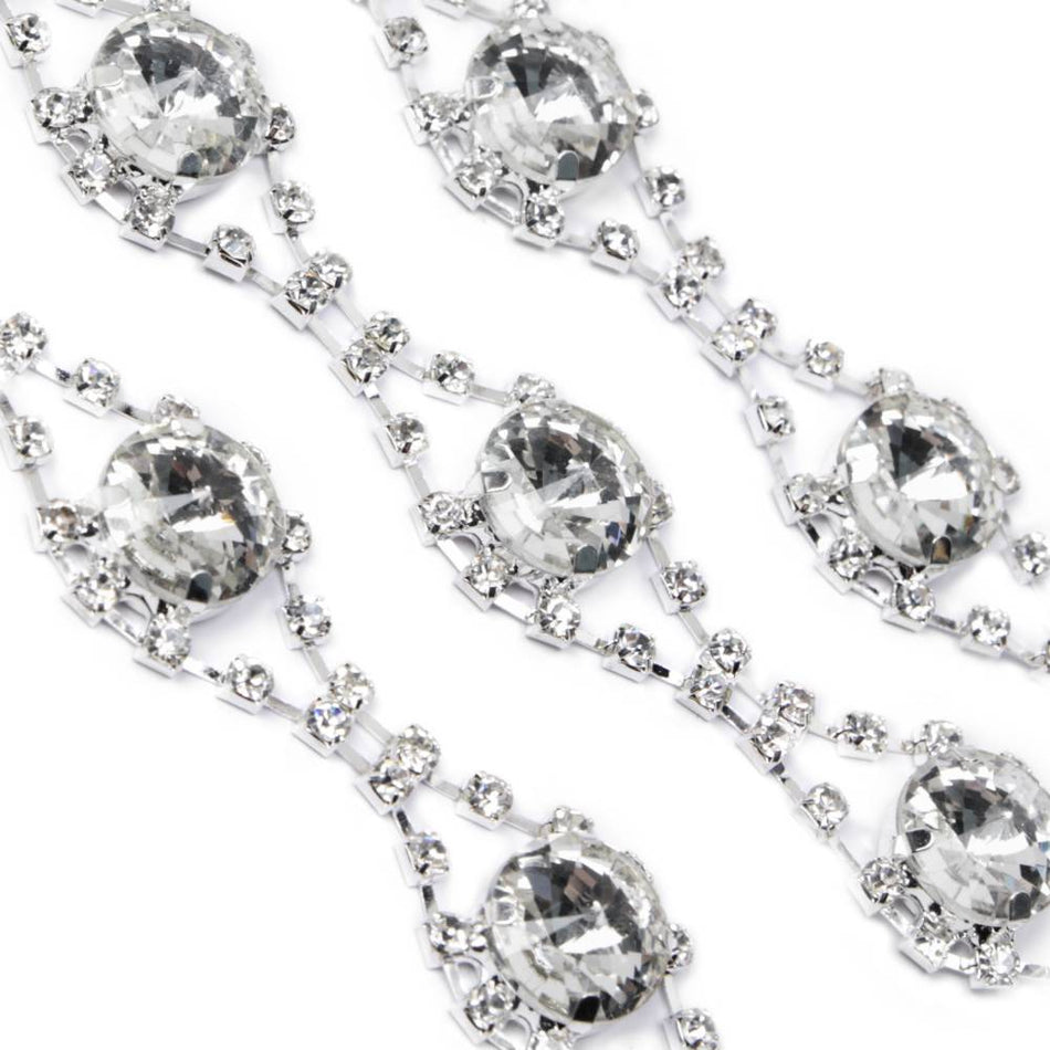 Double Diamante Wave Crystal Chain Trim
