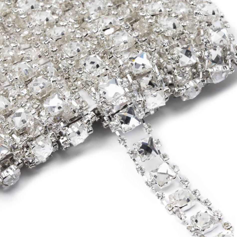 Square Diamante Crystal Chain Trim