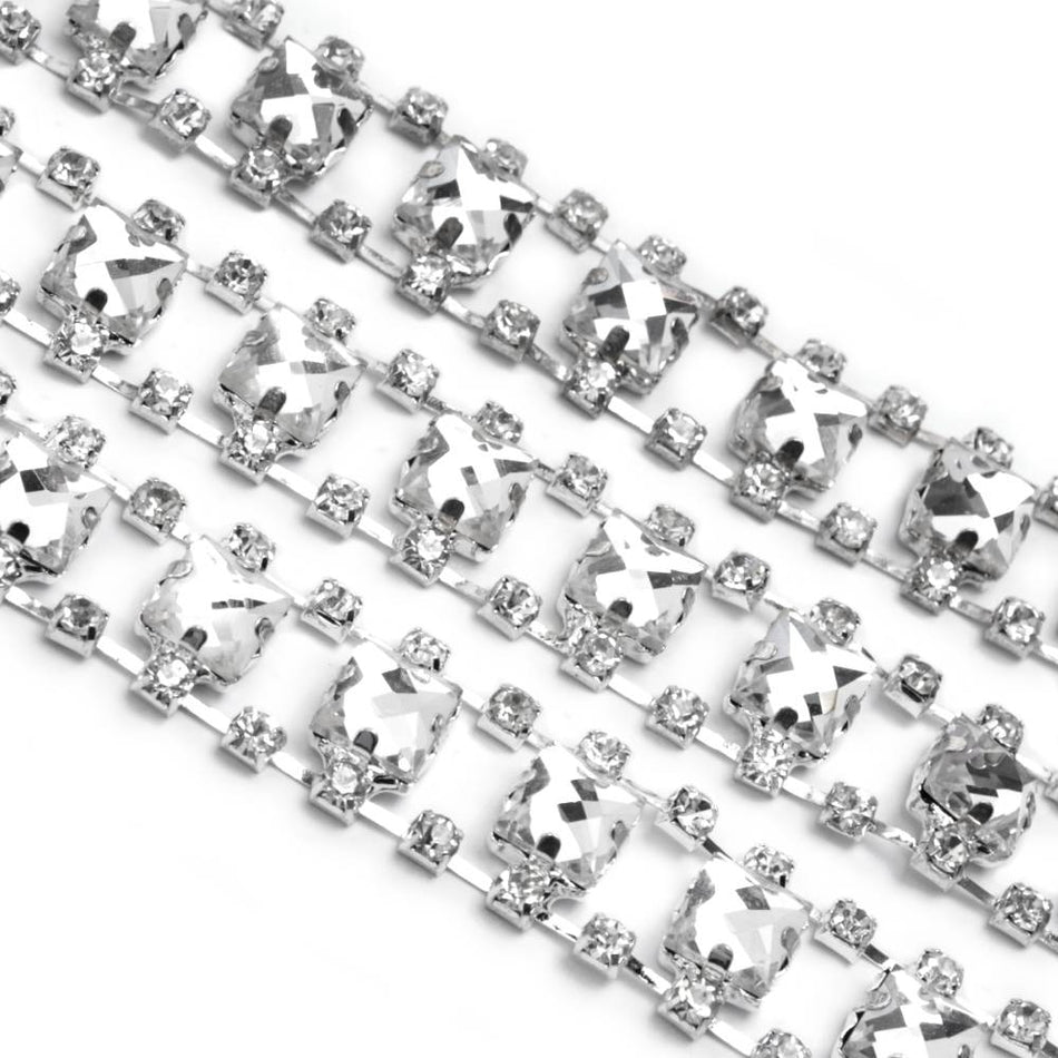Square Diamante Crystal Chain Trim