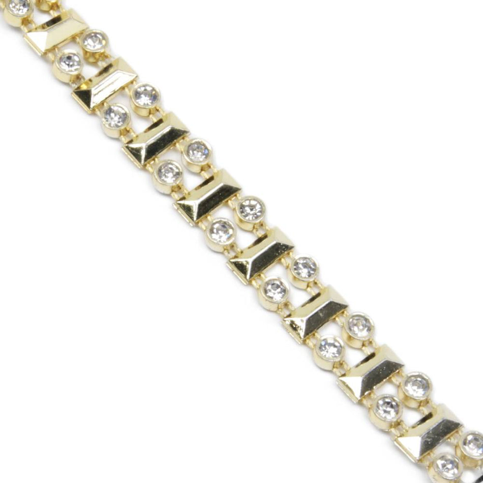 Bevelled Rectangular Bar Metallic Trim w Diamante