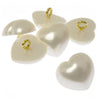 Japanese Heart Pearl Button w Metal Shank (6 Pack)