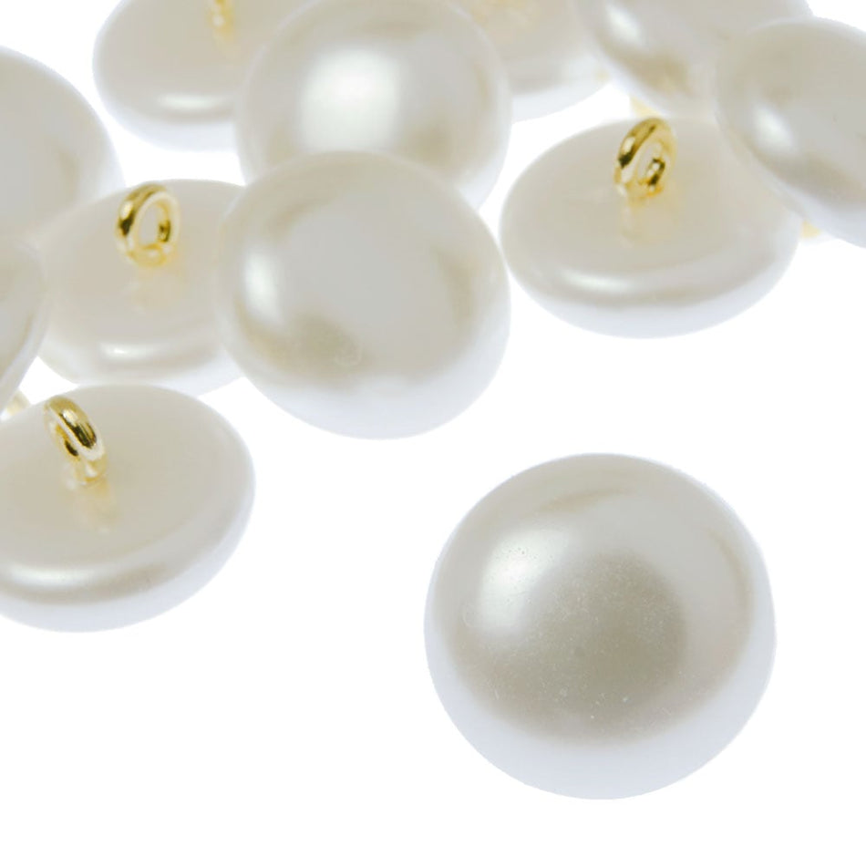 Japanese Dome Pearl Button w Metal Shank (12 Pack)