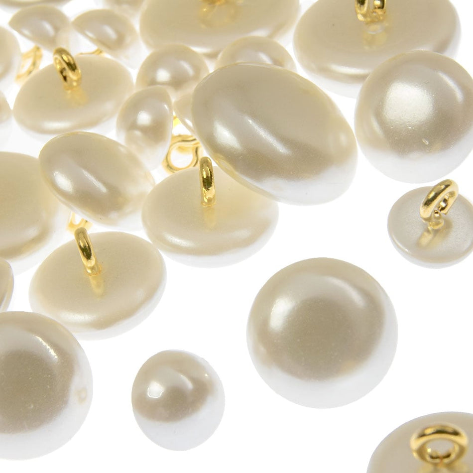 Japanese Dome Pearl Button w Metal Shank (12 Pack)
