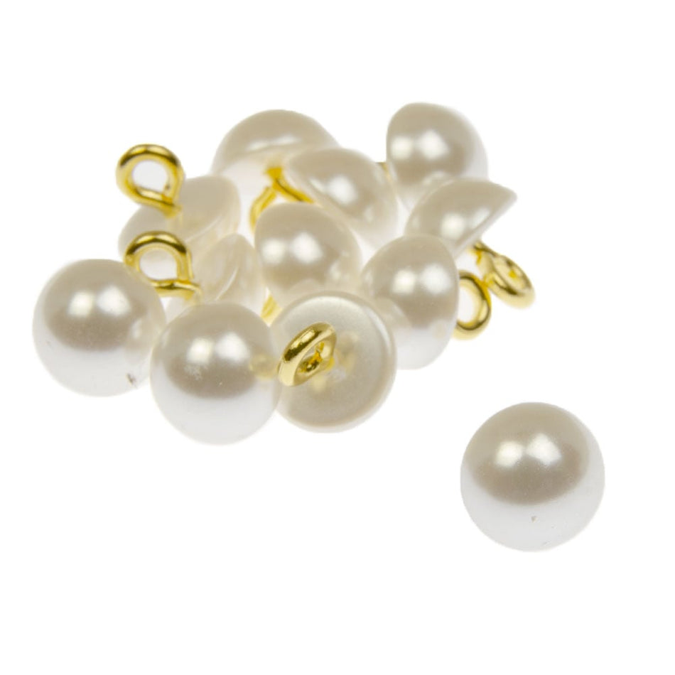 Japanese Dome Pearl Button w Metal Shank (12 Pack)
