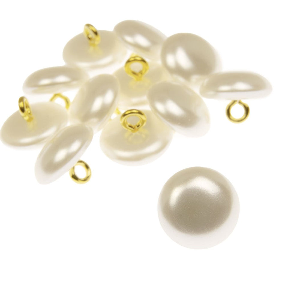 Japanese Dome Pearl Button w Metal Shank (12 Pack)