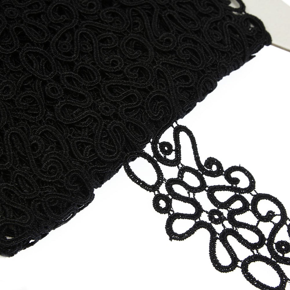 Lace Guipure Trim w Floral Squiggles