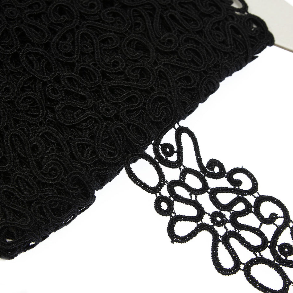 Lace Guipure Trim w Floral Squiggles