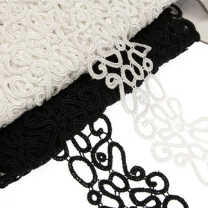Lace Guipure Trim w Floral Squiggles