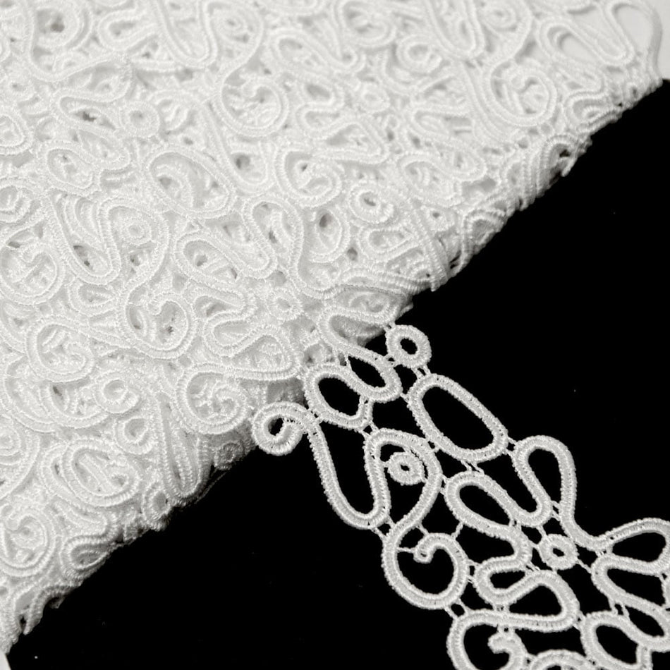 Lace Guipure Trim w Floral Squiggles