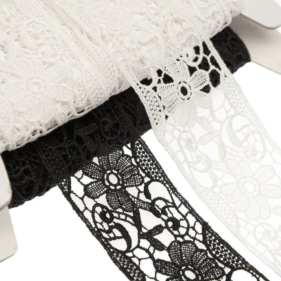 Lace Guipure Trim w Daisy Swirls