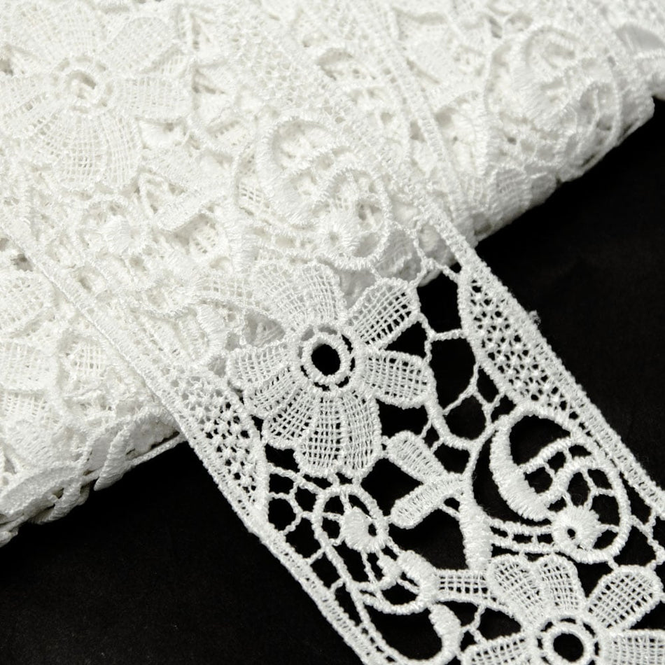Lace Guipure Trim w Daisy Swirls