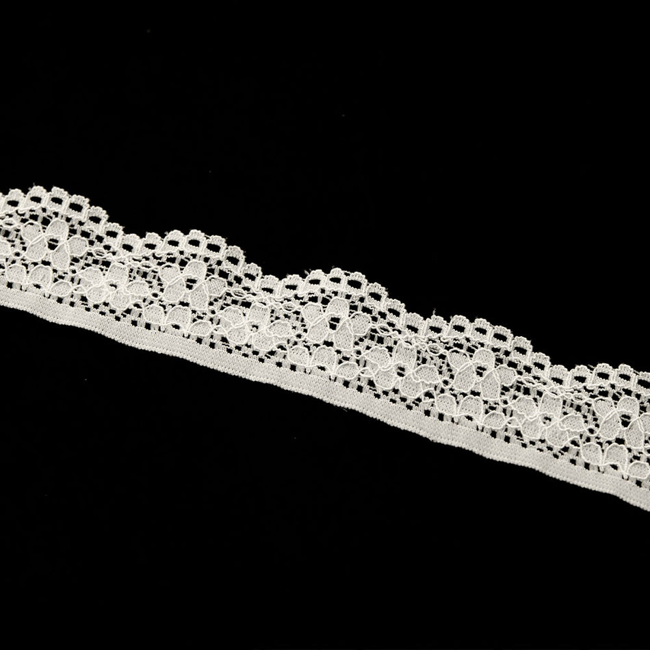 Rose Floral Stretch Lace Trim w Scalloped Edging