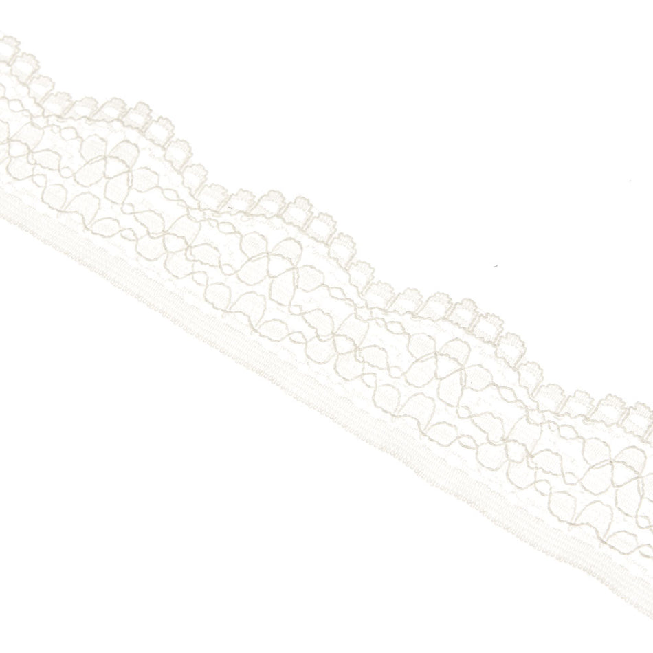 Rose Floral Stretch Lace Trim w Scalloped Edging