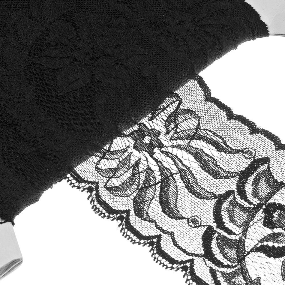 Roses & Swirls Stretch Lace Trim w Scalloped Edging