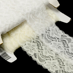 Hibiscus Flowers Stretch Lace Trimw Scalloped Edging  Style 12910