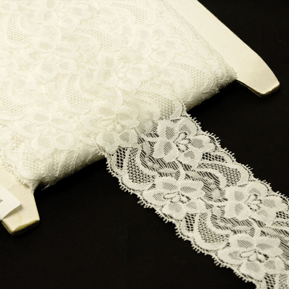 Hibiscus Flowers Stretch Lace Trimw Scalloped Edging  Style 12910