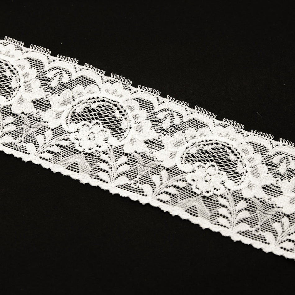 Fern Stretch Lace Trim w Floral Arches