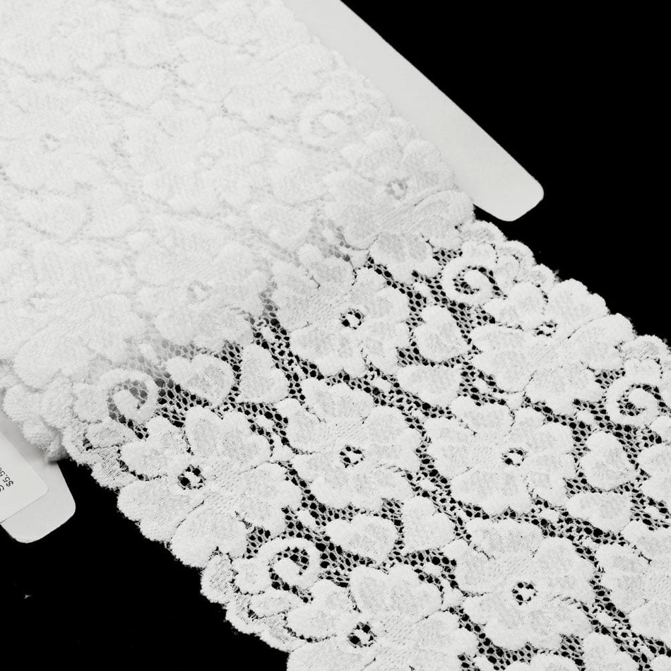 Flowers & Hearts Stretch Lace Trim w Scalloped Edging