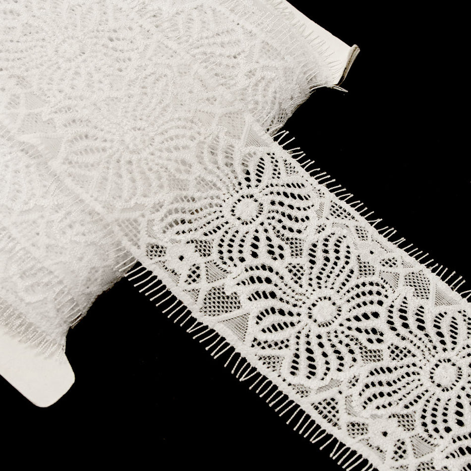 Wildflowers Stretch Lace Trim w Fringed Edging
