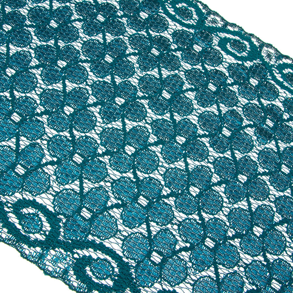 Lattice Floral Stretch Lace Trim w Swirled Edging